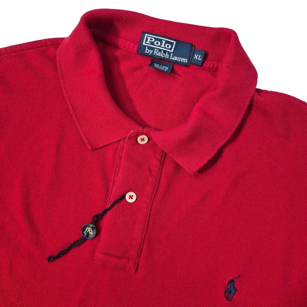 Polo Ralph Lauren Polo Shirt Mens XL Red Long Sleeve Pique Cotton Pony NWOT FLAW